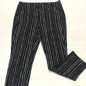 Chico's Travelers Collection Black and White Striped Pants